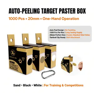 SPECIAL PIE Auto-Peeling Target Paster Box | 1000pcs 20mm (0.78") Round Stickers for Paper & Cardboard Targets | Strong Adhesive Dispenser | Range Training Gear (Sand/Black/White)