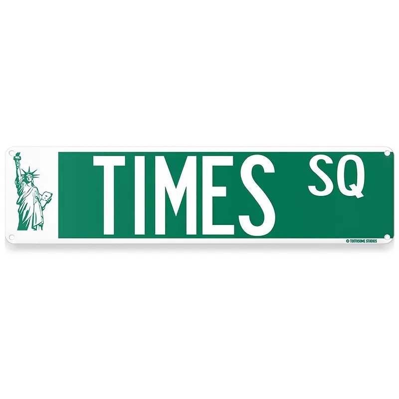 Vintage Times Square NYC Street Sign - 16x4 Inch Aluminum Wall Art, Retro Big Apple Garage Home Bar Decor, Multifunctional Metal Tin Sign, Metal Outdoor Decor
