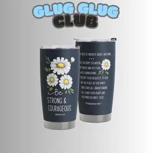 Christian Gifts For Women, Be Strong and Courageous Bible Joshua 1:9, Philippians 4:6-7, Christian Faith Jesus God Bible Verse Religious Gifts Stainless Steel Tumbler 20oz Gifts For Her Mom Grandma Friends