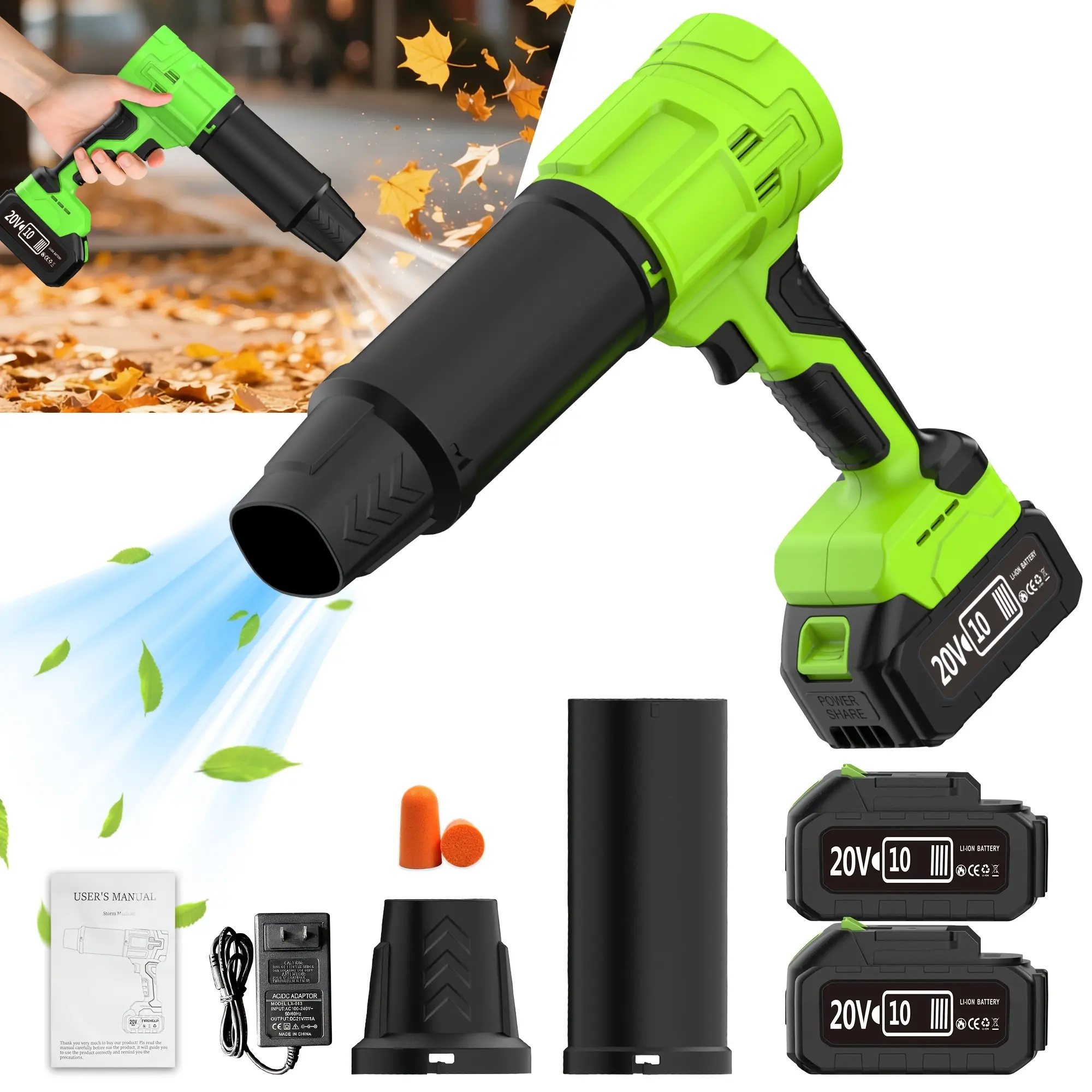 High-power turbocharged cordless hair dryer, 20V battery-powered high-pressure blower, jet dryer/car dryer, handheld blower for removing leaves, dust, and snow outdoors at home and for drying cars; ideal birthday, Christmas, holiday gifts and cleaning too