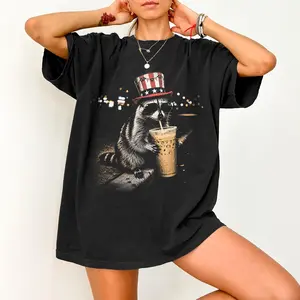 Comfort Colors Patriotic Raccoon Shirt, Funny 4th of July Shirt, America Raccoon Tee, USA Flag Trash Panda Shirt, Independence Day Tee, Comfort Colors