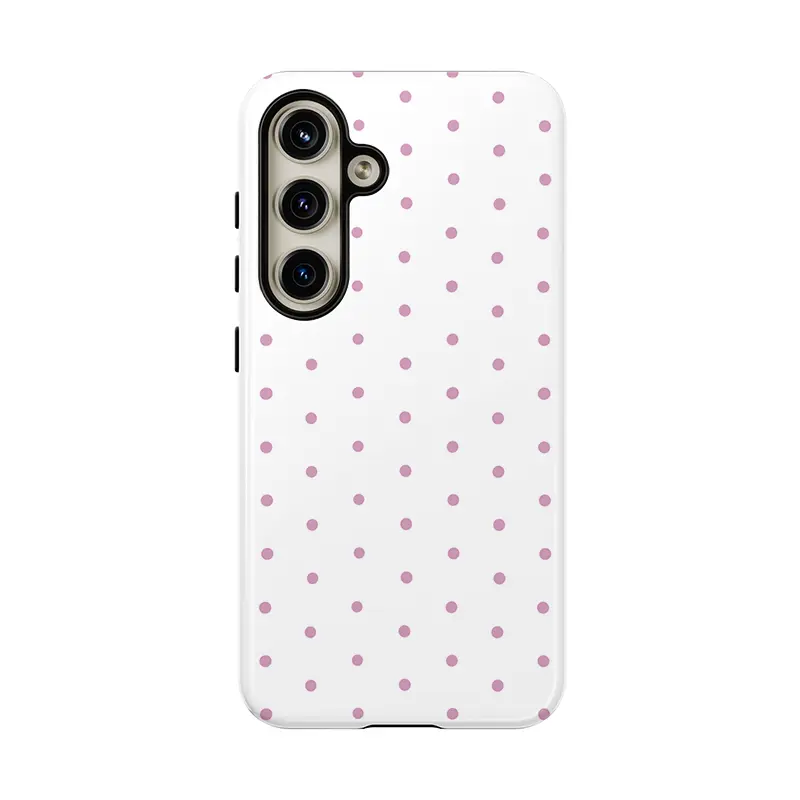 Pink Polka Dot Smartphone Case - Shockproof, Rugged Dual-Layer Soft TPU-Hard PC Bumper Protective Casing for iPhone 12, Samsung S26, S25, S25 Edge, S24-S21, Note20 Ultra, A71, A56, A36 Plus, FE, A06, A13-A16, A23-A26, A34, A52-A55 Cellphone Devices