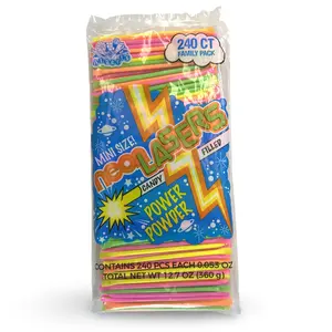 Mini Neon Lasers Nostalgic Candy Filled Power Powder, 240 Pieces Bulk Pack
