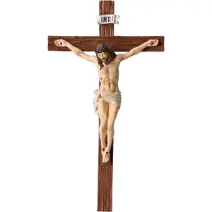 10 Inch Crucifix Wall Cross, Jesus Catholic Hanging Cross, Religious Home Wall Art Decor for Catholic