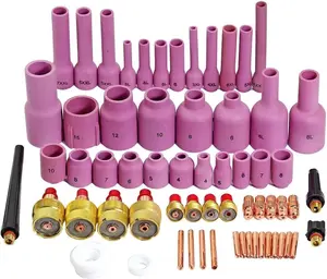 TIG Gas Lens Collet Bodies  Large Diameter Alumina Nozzle Ceramic Cups 45V 13N 796F 53N TIG  Cap 41V Series Assorted Size kit for DB SR WP 9 20 25 TIG Welding  63 count