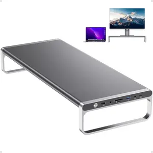 PULWTOP MacBook Docking Station, 13-in-1 Monitor Stand USB C Docking Station with USB A/C Ports (Data & 60W Max Charging), 4K@60Hz HDMI, SD/TF card slots, Ethernet for Macbook, MacMini, Windows Laptop