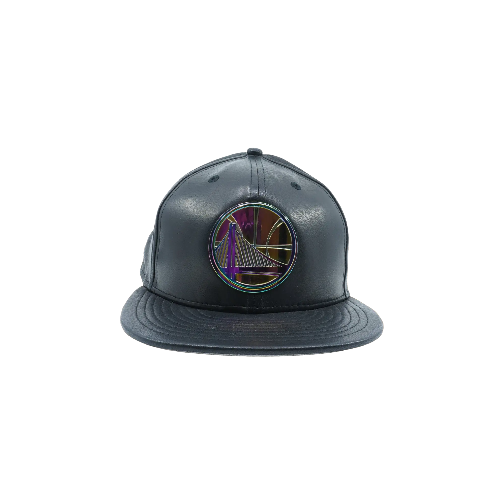 59FIFTY Golden State Warriors Deluxe Leather Fitted Hat "Black/ Iridescent - Logo" NE604
