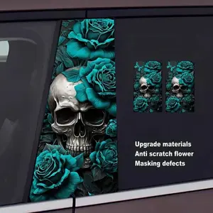 Universal Skull Car B-Pillar Sticker - Anti-Scratch Protective Film, Creative Unique Design, Stylish Exterior Accessory, Cool Car Stuff