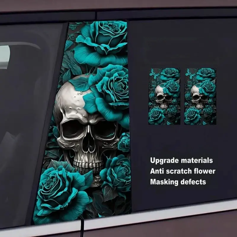 Universal Skull Car B-Pillar Sticker - Anti-Scratch Protective Film, Creative Unique Design, Stylish Exterior Accessory for Cars Accessories, Punk Decals Gothic Stickers, Punk Car Stickers