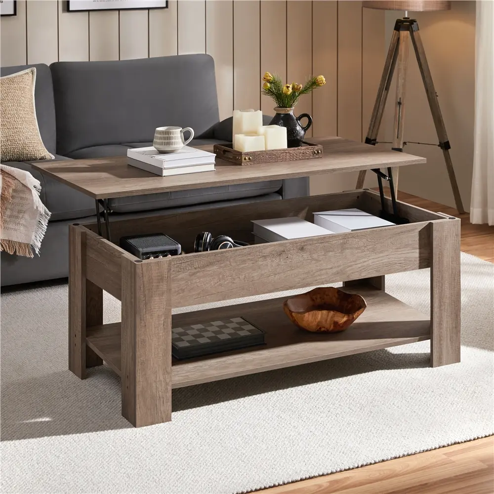 Costoffs 47.5" Lift-Top Modern Wood Coffee Table - Hidden Storage, Adjustable Open Shelf, Soft Operation, Small Space Friendly, Contemporary Sofa Table with Height Adjustment, Adjustable Sofa Table, Contemporary Coffee Table