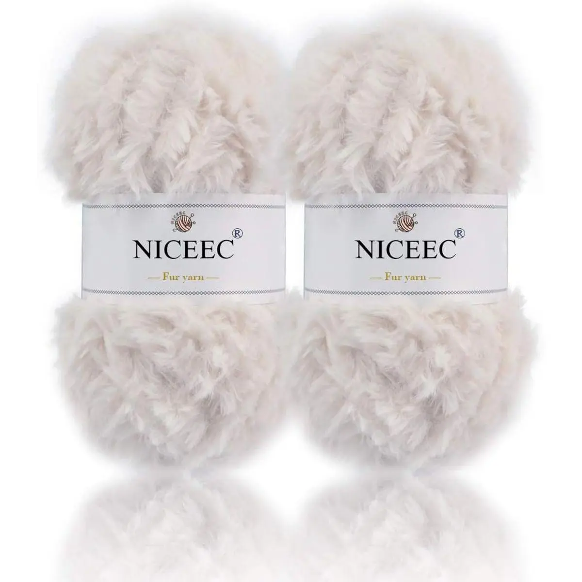 2 Skeins Faux Fur Yarn Super Soft, Chunky & Fluffy, Eyelash Yarn for Crochet & Knitting (Total Length 70yds,3.53oz) - White