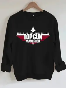 Women's Casual Top Gun Maverick Graphic Sweatshirt, Soft Long Sleeve Round Neck, All-Season Comfort, Durable Fabric