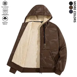 Men's New Casual Fleece Lined Thick Hooded Jacket, Loose Zip Up Cardigan with Hood, Pockets, Windproof, Wrinkle Free, Durable Fabric Suitable for Autumn and Winter Running, Mountaineering, Camping, Cycling and Other Outdoor Sports