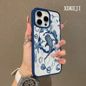 Ocean Sea Coral Reef Whale Shark Pattern Premium Magnetic Phone Cases for iPhone 16 15 14 Pro Max 13 12 11 Plus Smartphone Shockproof Protection Acrylic Cover Cellphone Protective magsafe magnetic case Aesthetic Resistance Casing