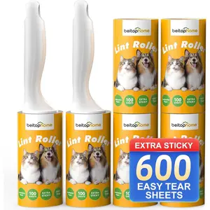 Extra Sticky Lint Roller for Pet Hair 600 Sheets with 2 Reinforced Handles Heavy Duty Lint Roller for Clothes Couch Furniture & Car