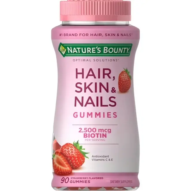 Nature's Bounty Hair Skin and Nail Vitamins With Biotin, Women's Multivitamin, Strawberry Gummies, 90 Ct Dietary Supplement