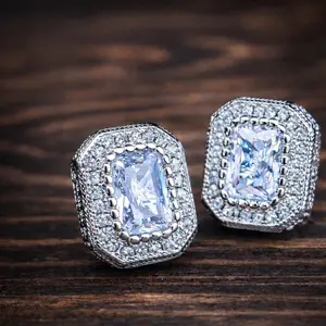 Emerald Cut Lab Simulated Diamond Ice Box Earrings