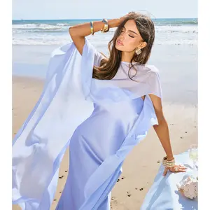 Felicity Satin Dress With Sheer Shawl