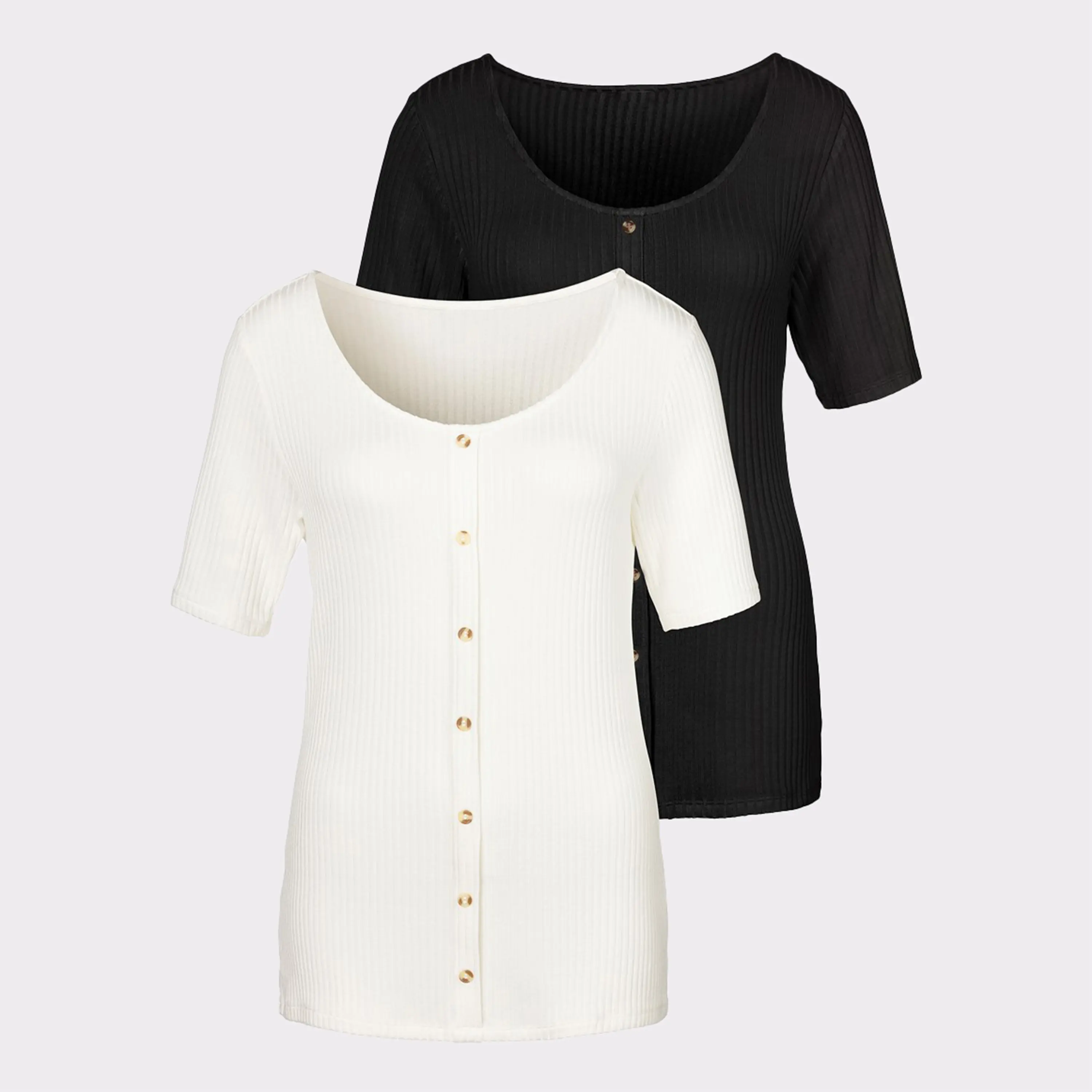 LASCANA Women's 2 Pk Button Up Tops
