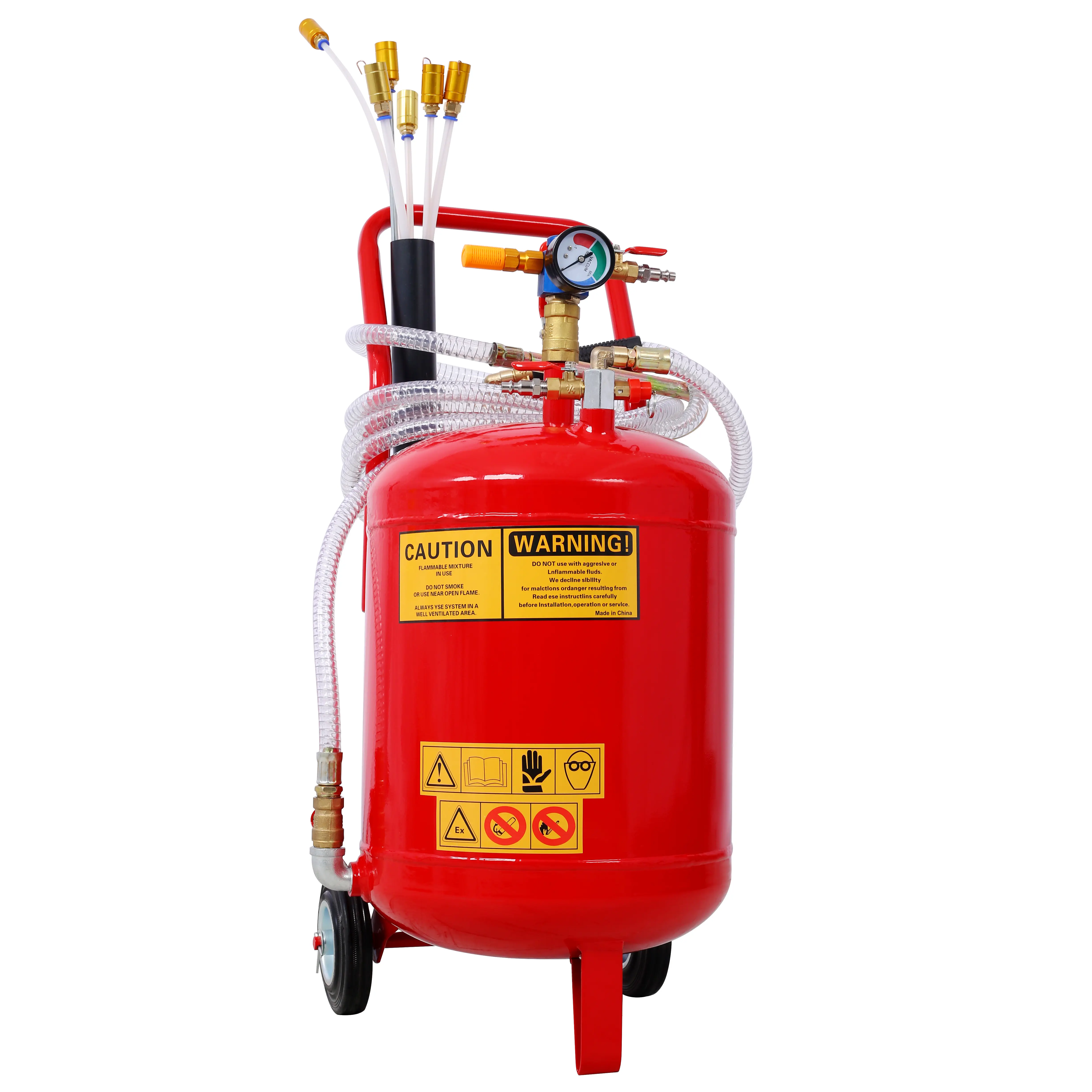 Donext 24L Heavy Duty Portable Air Pneumatic Oil Extractor Pump with Steel Tank - Professional Garage Use Tool, Durable Oil Pipe, 5.9-Inch Rear Wheels for Assembly Pits, Overpressure Safety Feature, Portable Pump