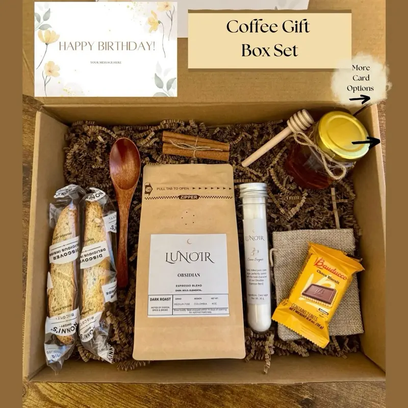 Cafecito Coffee Gift Box - Handmade Moka Pot, Espresso Coffee, Almond Biscotti, Creamer Pitcher, & Espresso Spoon - Perfect for Coffee Lovers, Him, Mom, Friend, Thank You Gift