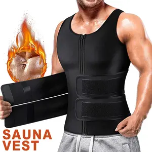 Sauna Suit, Tummy Control Waist Trainer, Compression Sauna Sweat Vest, Neoprene Zipper Body Shaper with Adjustable Tank Top,Double Belt Sweat Shirt Corset Top