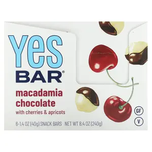 Yes Bar Snack Bar, Macadamia Chocolate, 6 Bars, 1.4 oz (40 g) Each