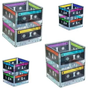 4E's Novelty 8-Pack Cassette Bucket – 80s & 90s Party Centerpiece & Retro Candy Holder