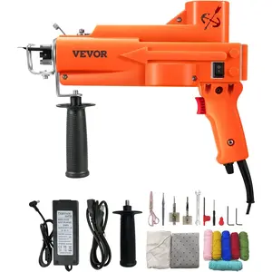 VEVOR Rug Tufting Gun with Tufting Cloth, 2 in 1 Cut & Loop Pile Electric Carpet Weaving Flocking 5-50 Stitches/sec High Speed Making Tools Rug Machines Starter Kit, 4-25 mm Adjustable Height, Orange