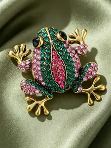 1 piece fashionable creative colorful rhinestone frog brooch, a stylish accessory for socialite evening parties