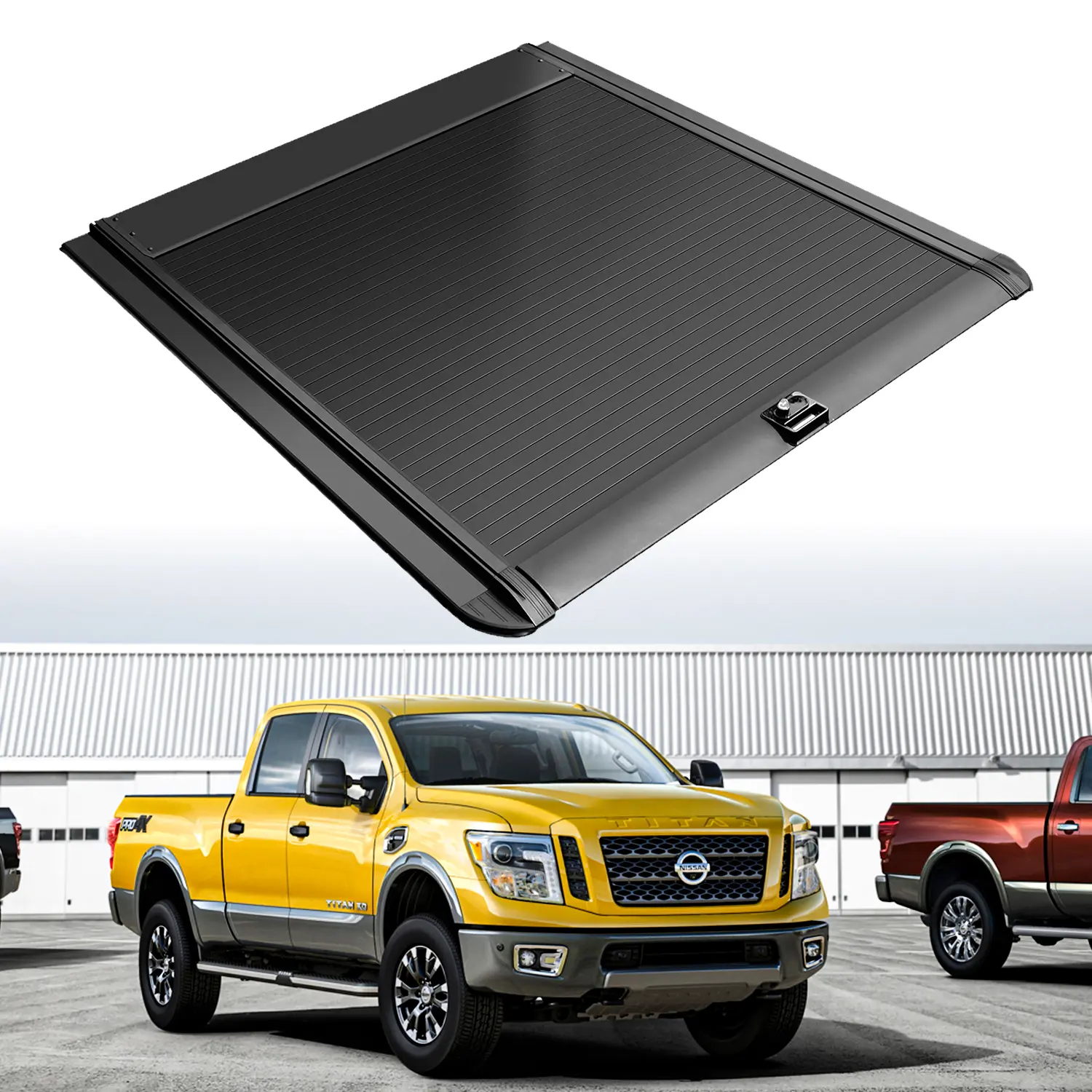 Retractable Aluminum Alloy Hard Truck Bed Tonneau Cover, Compatible with 2017-2024 Nissan Titan (5.6'/67"), with Waterproof Seal, Key Lock (2 Keys) for Cargo Safety