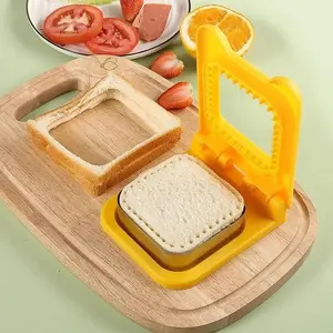 Square Sandwich Cutter Fruit Bread Slicer Stainless Steel Toast Edge Sealing Tool, Home Breakfast Sandwich DIY Making Set