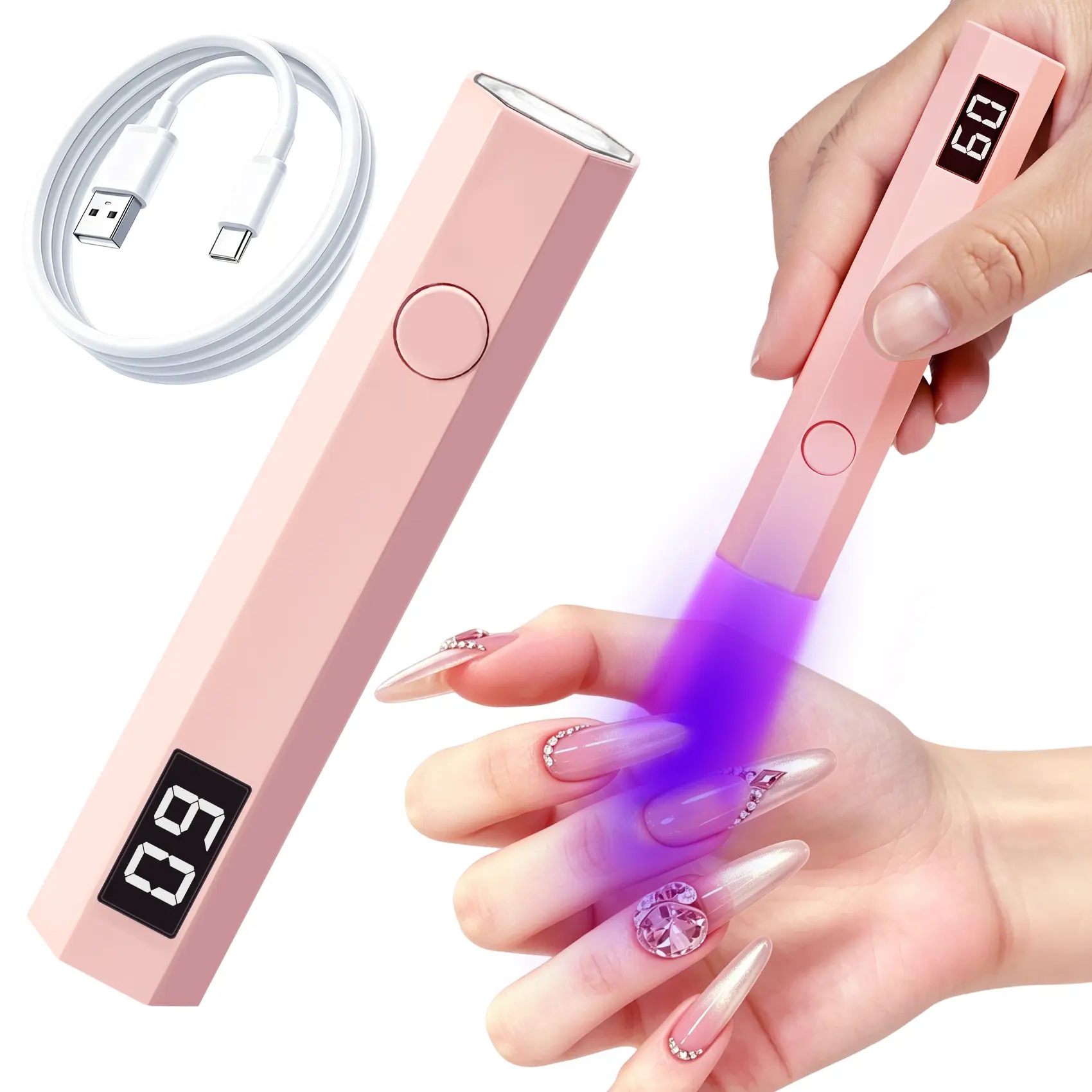 Rechargeable Mini UV LED Gel Nail Lamp, Portable Nail Curing Light with Digital Timer Display, Professional Home Salon Manicure Tool, USB-C Charging Cable Included (No Wall Charger) #DealsForYouDays