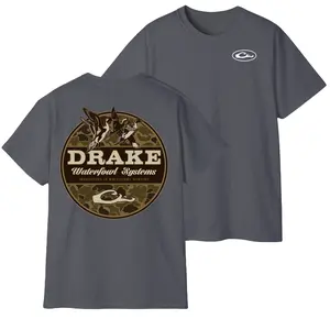 Drake Waterfowl Systems Camo T-Shirt – Outdoor Hunting Graphic Tee, Southern Lifestyle Cotton Shirt for Men