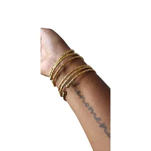 Moon Goddess 6 Piece Handmade Bangle Set - Bohemian Bangles with Adjustable Cuffs, Made from Raw Brass Materials, Trendy Jewelry for Daily Wear