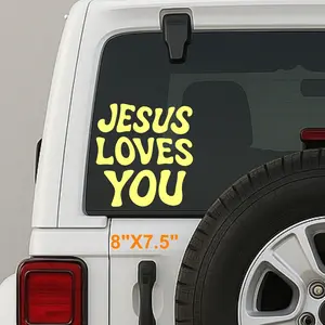 JESUS LOVES YOU groovy decal inspirational Christian vinyl sticker religious faith window decal uplifting quote perfect for cars and trucks car stickers