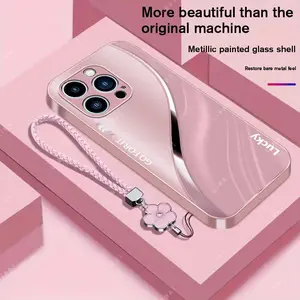 Suitable for [iPhone 13 Pro]Brand new high-end phone case, comes with a four-leaf clover lanyard, simple and stylish, drop-resistant and fingerprint-proof YM99