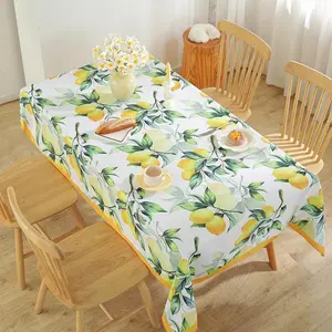 Summer Lemon Table Cloths Rectangle ,Fruit Floral Table Cloth, Waterproof Reusable French Farm Fabric Table Cover for Indoor Outdoor Camping Picnic Dinning