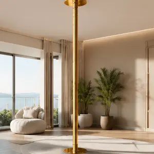 Professional Dancing Pole Kit Heavy-Duty Steel Dance Pole Height Adjustable 85-108.5in Removable Spinning Static Dual Mode Portable Dance Equipment for Home Studio Gym Stage Performance Gold, Gold Color Options, ABS+Rubber+Steel (Q235) Material