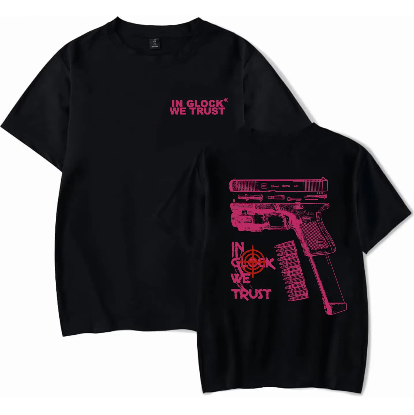 In Glock We Trust Graphic T-Shirt, Distressed Streetwear Aesthetic Top, Unisex Casual Tee, 2nd Amendment Apparel for Men Women, Gift for Birthday