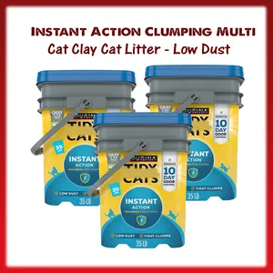 3 Pack Scented Clumping Cat Litter, Instant Action Odor Control, Multi-Cat Formula, Scoopable Litter, 35 lb