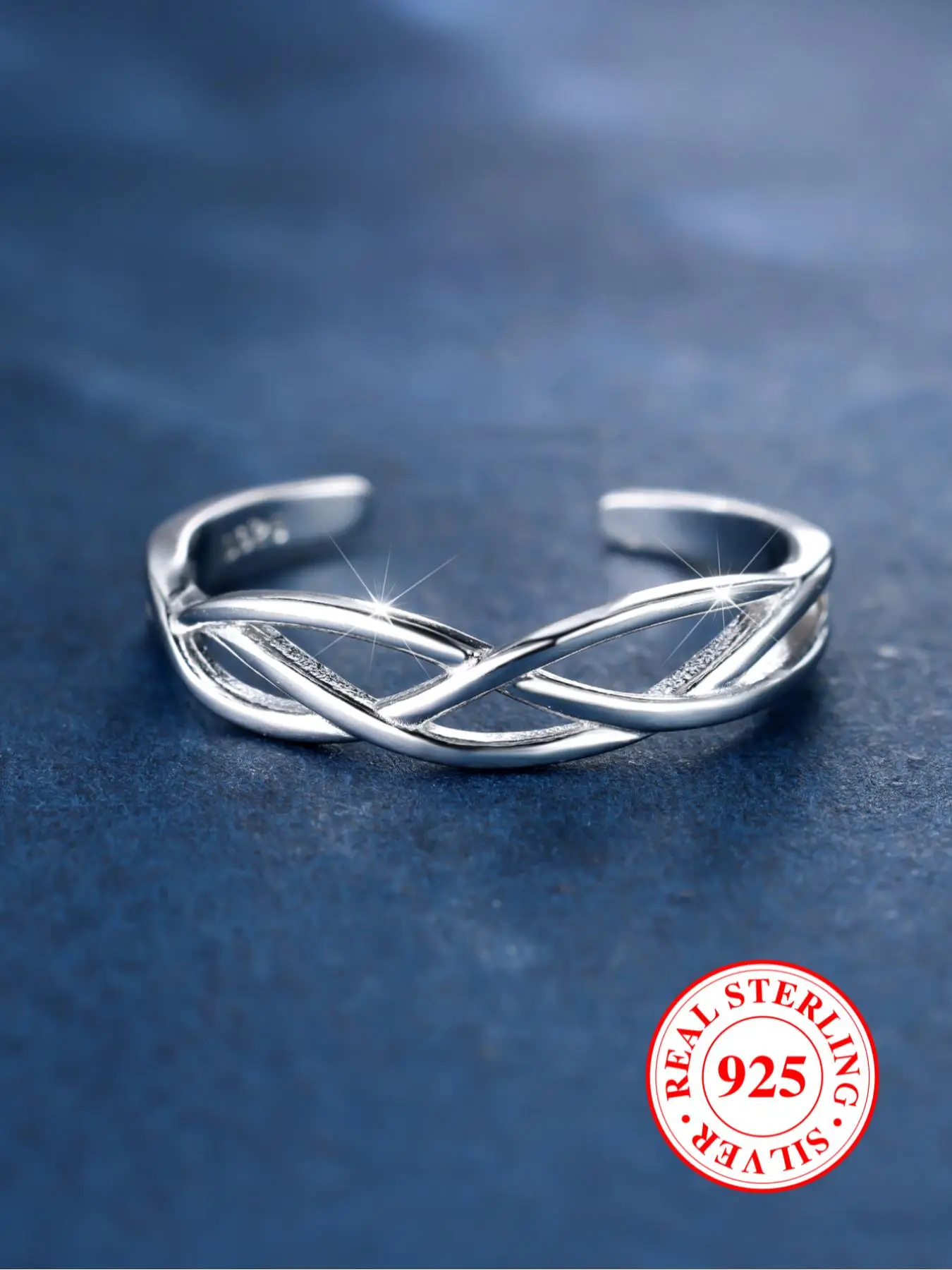 S925 Sterling Silver Twist Braided Hollow Out Toe Ring, Adjustable Open Toe Ring, Fashion Jewelry for Party, Daily Decor, Trendy All-match & Exquisite