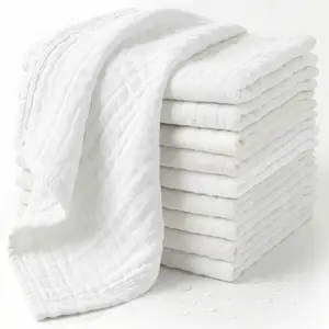 10" x 10" Muslin Baby Washcloths – 10-Pack Soft Muslin Washcloths Baby – Gentle for Newborn Face, Hands and Bath Time, Lightweight, Absorbent, Made for Daily Care, (White)
