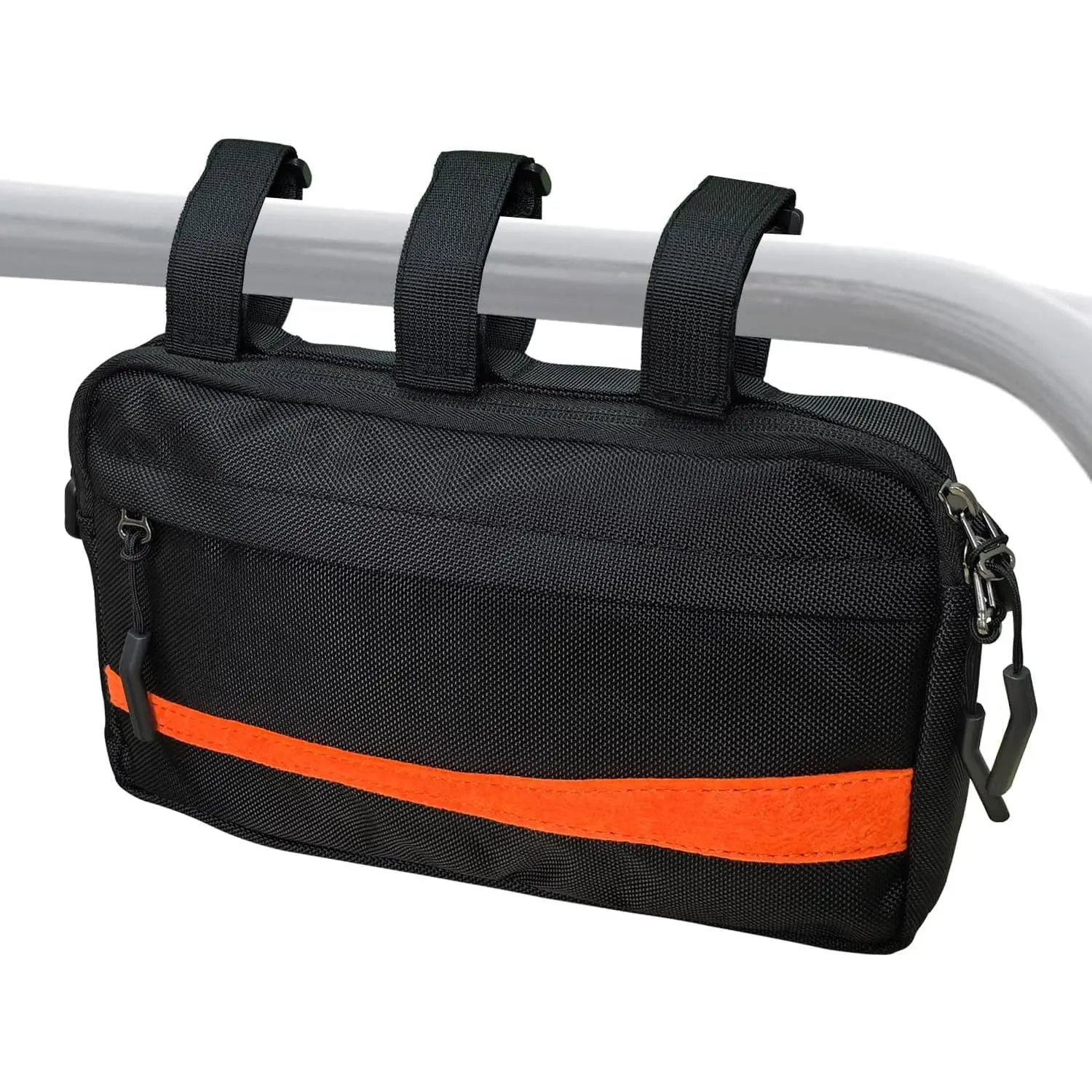 Larswon Polyester Roll Cage Storage Bag - Heavy-Duty Water-Resistant Compact Organizer for UTV, Golf Carts, Marine Use, Fits 1"-2.5" Roll Cages, 11.2"x6.5" Black Bag with Adjustable Removable Padded Straps, Reflective Strips, Glove-Safe Zip