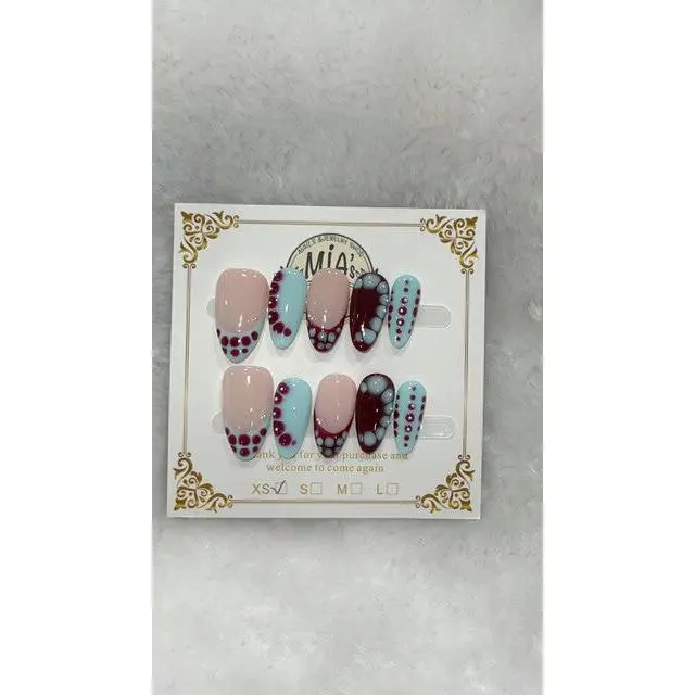 Berry Dot French Short Almond Press-On Nails | MIA’s World