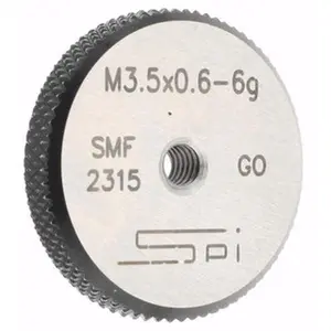 SPI Threaded Ring Gage: M3.5 x 0.60 Thread, Metric, Class 6G, Go Class 6G, Oil Hardened Non-Shrinking Steel (OHNS), , NPL Traceability Certification Included 34-467-1