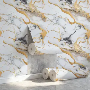 1 roll of self-adhesive wallpaper with marble pattern - waterproof, oil resistant, easy to stick, easy to clean and cut  washable, suitable for kitchen decoration, bathroom decoration, living room and bedroom decoration