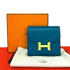 Pre-owned HERMÈS Calfskin Small Leather Goods Hermes Constance Compact calf leather wallet