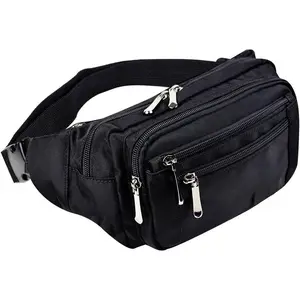 Pack Bag with Rain Cover,  Fanny Pack for Men&Women, Workout Traveling Casual Running Hiking Cycling,  Bum Bag (black)