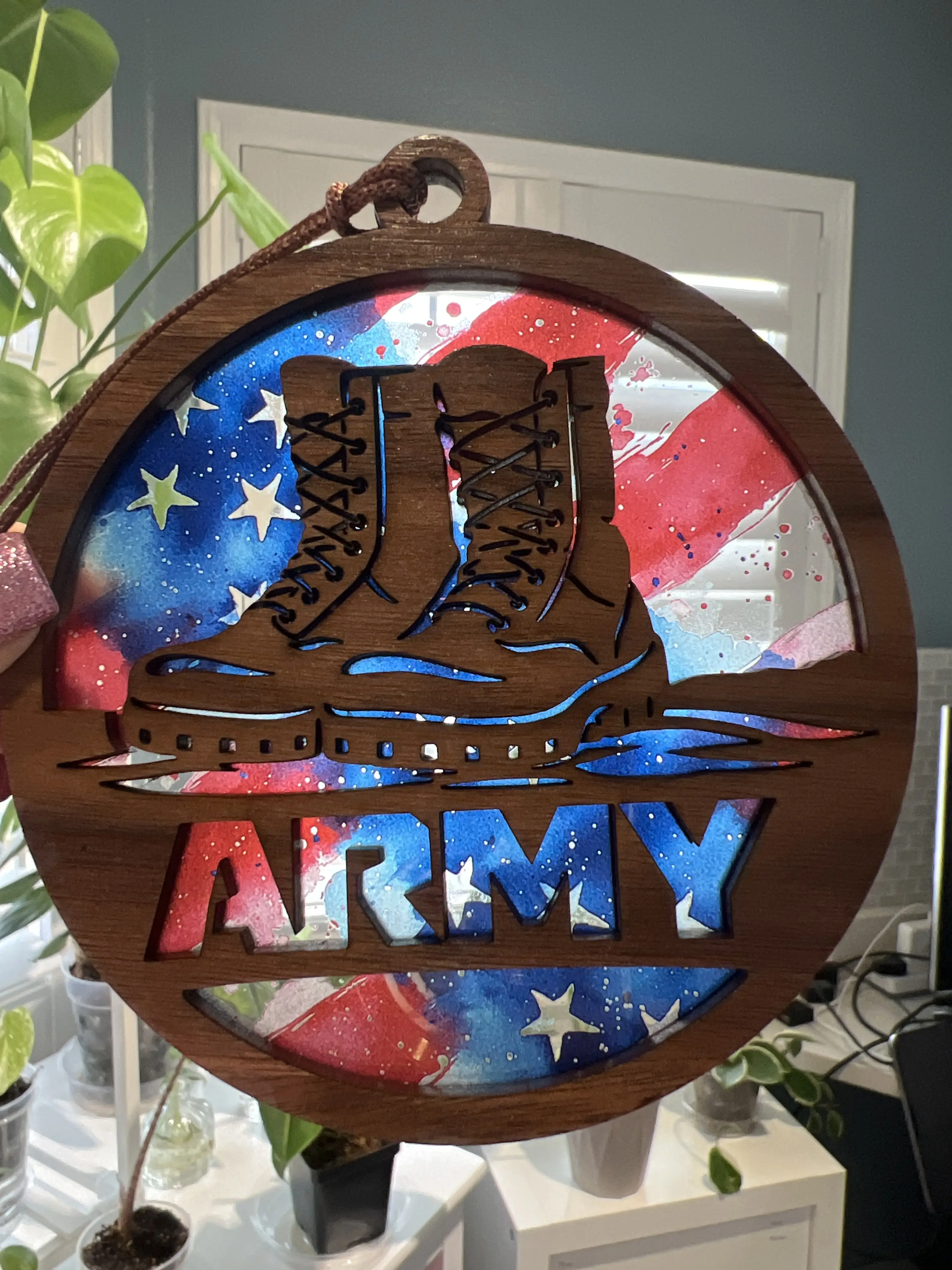 Army Boots Suncatcher for Sunny Window Army Boots Suncatcher for Sunny Window